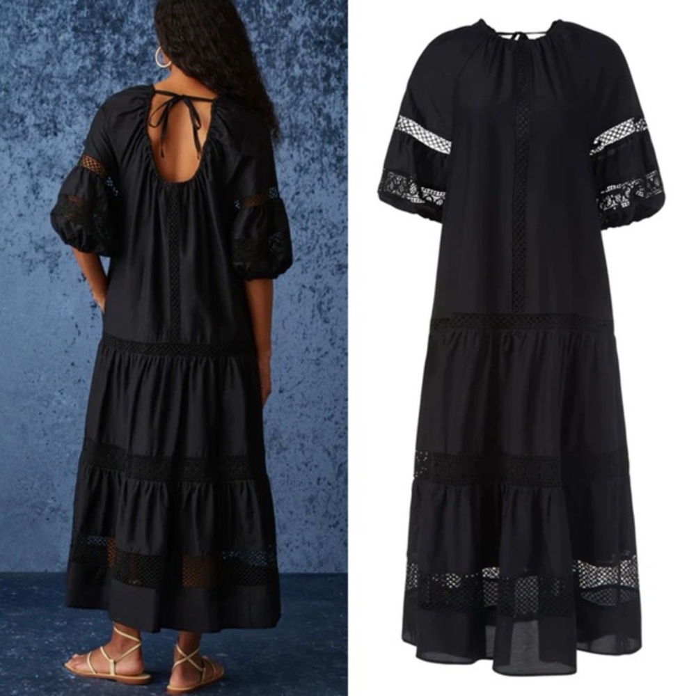 NWT Marie Oliver Queenie Black Puff Sleeve Maxi Dress